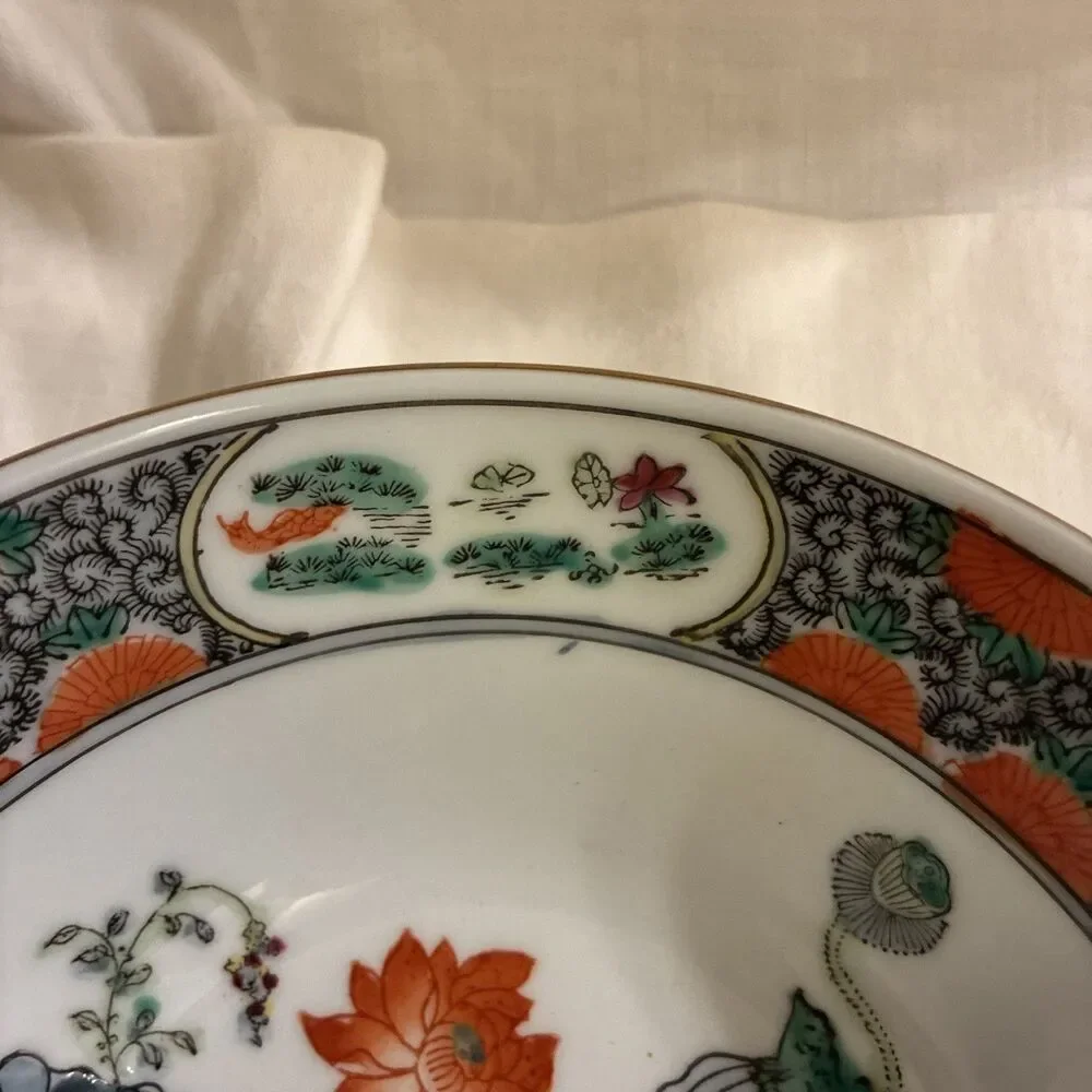 Vintage Chinoiserie Japanese TFF Porcelain Bowl 6